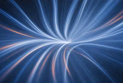 The primary subject of the image is a blue and orange swirl, which appears to be a digital art or illustration. The setting is a dark blue background, and the visual style is a combination of digital art and a pattern. The dominant colors are blue and orange, creating a vibrant and dynamic atmosphere.