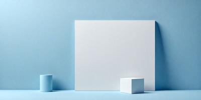 The primary subject of the image is a white cardboard box. The setting is a blue background, which creates a contrasting and visually appealing scene. The visual style is a photo, capturing the details of the box and its surroundings. The colors and mood of the image are predominantly blue, giving it a calm and serene atmosphere.