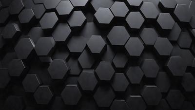 The primary subject of the image is a black and white patterned wall. The setting is a dark room, and the visual style is a close-up of the patterned wall. The dominant colors are black and white, creating a moody atmosphere.