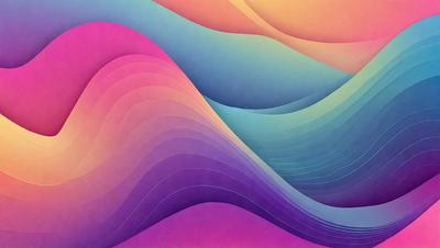The primary subject of the image is a colorful, abstract design featuring a series of curved lines and shapes. The setting is a colorful background, which adds to the vibrant atmosphere of the image. The visual style is a combination of digital art and illustration, creating a unique and eye-catching design. The dominant colors in the image are purple, blue, and pink, which contribute to the overall mood of the piece.