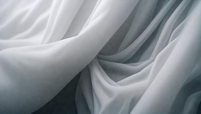 The primary subject of the image is a white curtain, which is the main object, scene, or focus of the image. The setting/background consists of a dark background, which contrasts with the white curtain. The visual style of the image is a photo, as it captures the details and textures of the curtain. The colors and mood of the image are predominantly dark and moody, with the white curtain standing out against the dark background.