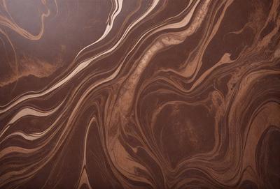 The primary subject of the image is a close-up of a brown marble countertop. The setting is a kitchen, with the countertop being the main focus of the scene. The visual style is a photo, capturing the natural texture and color of the marble. The dominant colors are brown and beige, giving the countertop a warm and earthy appearance.