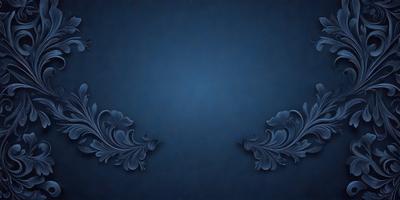 The primary subject of the image is a decorative design featuring two blue flowers. The setting is a blue background, which creates a striking contrast with the flowers. The visual style is a combination of digital art and illustration, giving the image a unique and artistic appearance. The dominant colors are blue and black, creating a calm and sophisticated mood.