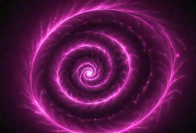The primary subject of the image is a purple spiral, which appears to be a digital art or illustration. The spiral is set against a dark background, creating a striking contrast. The visual style of the image suggests that it is a creative and artistic representation of a spiral, possibly inspired by the natural world or abstract patterns. The dominant colors in the image are purple and black, giving the spiral a bold and striking appearance.