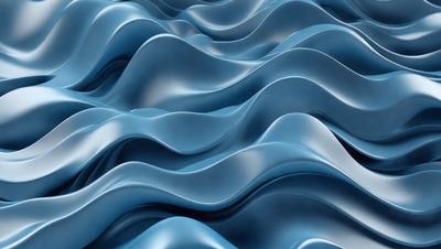 The primary subject of the image is a blue, wavy surface that resembles a wave or a ripple. The setting is a blue background, and the visual style appears to be a digital art or illustration. The dominant colors are blue and white, creating a calm and soothing atmosphere.