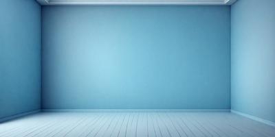The primary subject of the image is a blue wall with a white floor. The setting is a room with a blue wall and a white floor. The visual style is a photo, and the colors and mood are predominantly blue and white, creating a calm and serene atmosphere.
