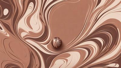 The primary subject of the image is a marbled surface with a brown and white color scheme. The setting is a room with a wall featuring this unique pattern. The visual style is a combination of a photo and digital art, creating a striking and intricate design. The colors and mood of the image are warm and inviting, with the brown and white marbled pattern adding a sense of depth and texture to the space.
