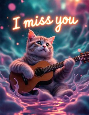 The primary subject of the image is a cute cat sitting on a guitar. The cat is holding the guitar with its paws, creating a playful and adorable scene. The setting is a colorful background, which adds to the overall atmosphere of the image. The visual style is a combination of photo and digital art, giving the image a unique and creative appearance. The dominant colors are pink and purple, which contribute to the overall mood of the image, making it feel warm, inviting, and fun.