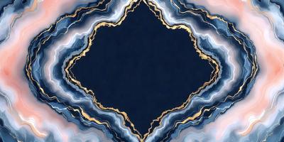The primary subject of the image is a blue and gold patterned background. The setting is a dark blue background with a gold pattern, creating a visually striking contrast. The visual style is a combination of digital art and illustration, giving the image a unique and artistic appearance. The colors and mood of the image are predominantly dark and moody, with the gold pattern adding a touch of warmth and brightness to the overall atmosphere.