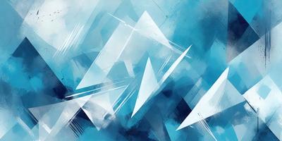 The primary subject of the image is a blue and white mountain, which is the main focus of the scene. The mountain is set against a blue sky, creating a striking contrast. The visual style of the image is digital art, as it appears to be a painting or drawing created using digital tools. The dominant colors in the image are blue and white, giving it a serene and calming atmosphere.