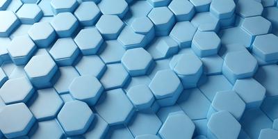 The primary subject of the image is a blue and white patterned surface, which appears to be a tile or a wall with a geometric design. The setting is a blue background, and the visual style is a close-up of the patterned surface. The colors and mood of the image are predominantly blue and white, creating a clean and modern atmosphere.