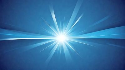 The primary subject of the image is a bright light source, possibly a sun or a light bulb, shining through a blue background. The light source appears to be the main focus of the image, creating a striking contrast against the dark blue sky. The visual style of the image is a combination of photo and digital art, as it captures the light source's rays and the blue background in a visually appealing manner. The colors and mood of the image are predominantly blue, creating a calm and serene atmosphere.