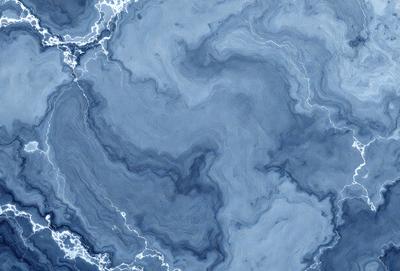 The primary subject of the image is a blue and white ocean scene. The setting is the ocean, with waves and a blue background. The visual style is a painting, which gives the image a unique and artistic appearance. The dominant colors are blue and white, creating a serene and calming atmosphere.