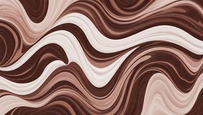 The primary subject of the image is a close-up of a chocolate-colored swirl pattern. The setting is a white and brown background, which contrasts with the chocolate swirl. The visual style appears to be a digital art or illustration, as the swirl pattern is intricately detailed. The dominant colors are brown and white, creating a rich and textured atmosphere.