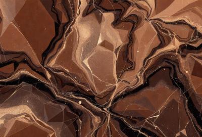 The primary subject of the image is a close-up of a rock formation, possibly a piece of art or a natural formation. The setting is a rocky surface, and the visual style appears to be a combination of photo and digital art. The colors and mood of the image are dark and moody, with the rock formation being the main focus.