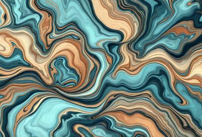 The primary subject of the image is a blue and brown swirling pattern, which appears to be a digital art or illustration. The setting is a blue and brown marbled surface, which serves as the background. The visual style is a combination of digital art and illustration, creating a unique and intricate design. The colors and mood of the image are predominantly blue and brown, giving it a warm and inviting atmosphere.