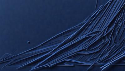 The primary subject of the image is a blue background with a pattern of blue and white stripes. The setting is a dark room, and the visual style appears to be a digital art or illustration. The dominant colors are blue and white, creating a calm and soothing atmosphere.