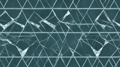 The primary subject of the image is a pattern of white and grey lines on a blue background. The setting is a dark blue surface, possibly a wall or a piece of art. The visual style appears to be a combination of digital art and illustration, creating a unique and intricate design. The colors and mood of the image are predominantly dark and moody, with the blue background providing a sense of depth and contrast to the white and grey lines.