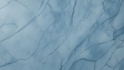 The primary subject of the image is a blue marble wall with a pattern of white lines. The setting is a room with a blue marble floor. The visual style is a close-up of the marble wall, showcasing the intricate design of the white lines. The colors and mood of the image are predominantly blue, creating a calm and serene atmosphere.