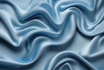 The primary subject of the image is a blue fabric with a flowing pattern. The setting is a blue background, and the visual style appears to be a digital art or illustration. The dominant colors are blue and white, creating a calm and soothing atmosphere.
