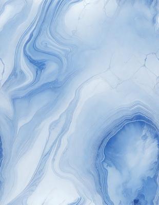 The primary subject of the image is a blue and white marbled surface, which appears to be a marble tile or a marble-like pattern. The setting is a white and blue marbled wall, which adds a sense of depth and texture to the scene. The visual style of the image is a close-up of the marbled surface, showcasing its intricate patterns and textures. The colors and mood of the image are predominantly blue and white, creating a calm and serene atmosphere.