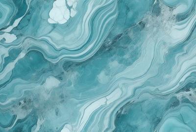 The primary subject of the image is a blue and white marbled tile. The setting is a bathroom, as indicated by the presence of the marbled tile. The visual style is a close-up of the tile, showcasing its intricate design. The dominant colors are blue and white, creating a calm and soothing atmosphere.
