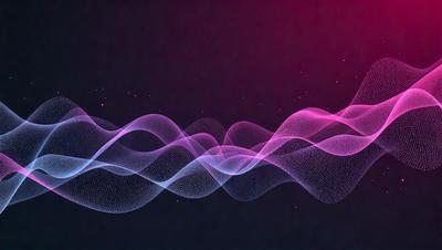 The primary subject of the image is a series of pink and purple waves, which are digitally created and appear to be a part of a larger pattern. The setting is a dark background, which contrasts with the vibrant colors of the waves. The visual style is digital art, as the waves are created using computer-generated techniques. The colors and mood of the image are predominantly pink and purple, giving it a warm and inviting atmosphere.