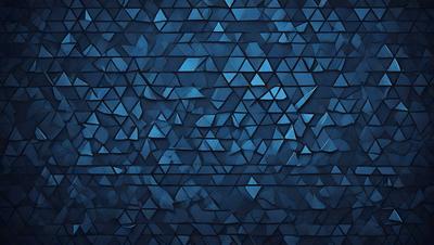 The primary subject of the image is a blue wall with a pattern of triangles. The setting is a room with a blue wall, and the visual style is a digital art or illustration. The dominant colors are blue and white, creating a calm and soothing atmosphere.
