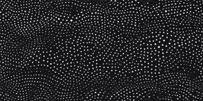 The primary subject of the image is a black and white polka dot pattern. The setting is a black background, and the visual style is a pattern or texture. The dominant colors are black and white, creating a classic and timeless atmosphere.