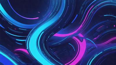 The primary subject of the image is a blue and purple neon-like pattern. The setting is a dark background, which contrasts with the bright colors of the pattern. The visual style is a digital art or illustration, as the colors and patterns are not natural and appear to be created artificially. The dominant colors are blue and purple, giving the image a vibrant and energetic atmosphere.