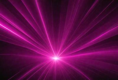 The primary subject of the image is a bright pink light, which appears to be a neon light or a purple light source. The light is shining in a dark room, creating a striking contrast. The setting is a dark room, and the visual style is a close-up of the light source. The colors and mood of the image are predominantly pink and purple, giving the scene a vibrant and lively atmosphere.