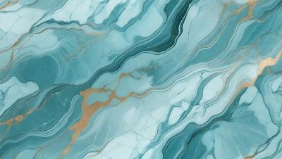 The primary subject of the image is a blue and white marble tile with a gold-like pattern. The setting is a bathroom, and the visual style is a close-up of the tile. The dominant colors are blue, white, and gold, creating a clean and elegant atmosphere.