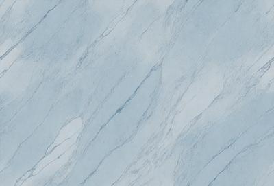 The primary subject of the image is a blue marble wall with a pattern of white and blue swirls. The setting is a room with a blue marble floor, and the visual style is a close-up of the marble wall. The colors and mood of the image are predominantly blue and white, creating a serene and elegant atmosphere.