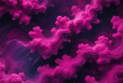The primary subject of the image is a purple cloud, which is the main object, scene, or focus of the image. The setting or background features a purple and pink space, which adds to the overall atmosphere of the image. The visual style of the image is digital art, as it is a computer-generated or digitally created piece. The dominant colors in the image are purple and pink, creating a vibrant and lively mood.
