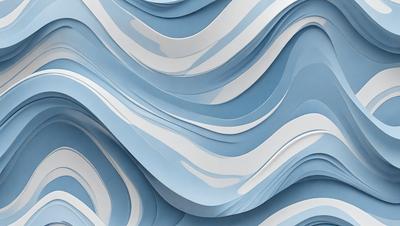 The primary subject of the image is a large, blue, and white wave. The wave is the main focus of the image, and it is set against a blue background. The visual style of the image is a combination of photo and digital art, creating a unique and eye-catching pattern. The dominant colors in the image are blue and white, giving it a calming and serene atmosphere.