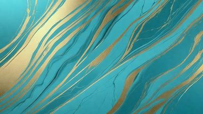 The primary subject of the image is a blue and gold swirling pattern, which appears to be a painting or a digital artwork. The setting is a blue background, and the visual style is a combination of digital art and painting. The dominant colors are blue and gold, creating a vibrant and lively atmosphere.