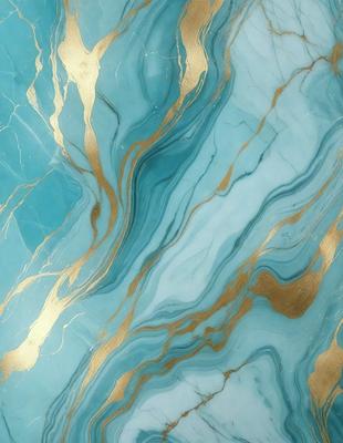 The primary subject of the image is a blue and gold marbled tile. The setting is a bathroom, with the tile covering the walls and floor. The visual style is a close-up of the tile, showcasing its intricate design. The dominant colors are blue and gold, creating a luxurious and elegant atmosphere.