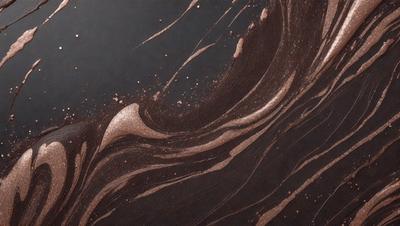 The primary subject of the image is a close-up of a brown and black swirling pattern, which appears to be a painting or a digital artwork. The setting is a dark background, which contrasts with the swirling pattern. The visual style is a combination of painting and digital art, creating a unique and intriguing visual effect. The colors and mood of the image are predominantly dark and moody, with the swirling pattern adding a sense of depth and complexity to the overall atmosphere.