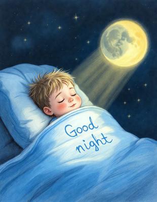 The primary subject of the image is a baby sleeping in a bed. The baby is covered with a blanket, and the scene is set in a bedroom. The visual style of the image is an illustration, with a focus on the baby's face and the surrounding environment. The colors and mood of the image are warm and comforting, with the baby appearing peaceful and relaxed.