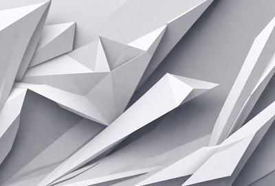 The primary subject of the image is a large, white, three-dimensional structure, possibly a sculpture or a model of a building. The setting is a gray background, which contrasts with the white structure. The visual style of the image is a combination of photo and digital art, as it appears to be a photo of a digital artwork. The colors and mood of the image are predominantly white and gray, giving it a clean and minimalist appearance.