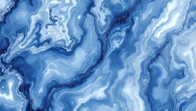 The primary subject of the image is a blue and white marbled surface, which appears to be a piece of art or a decorative item. The setting is a room with a blue and white color scheme, which complements the artwork. The visual style is a combination of digital art and illustration, creating a unique and eye-catching design. The dominant colors are blue and white, giving the artwork a calming and serene atmosphere.