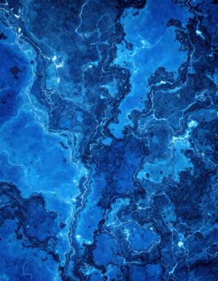 The primary subject of the image is a blue and white marbled surface, which appears to be a blue stone or a blue marble. The setting is a close-up of the marbled surface, showcasing its intricate patterns and textures. The visual style of the image is a close-up, which emphasizes the details of the marbled surface. The colors and mood of the image are predominantly blue and white, creating a calm and serene atmosphere.