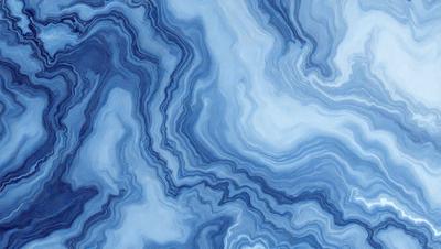 The primary subject of the image is a blue and white marbled surface, which appears to be a painting or a digital artwork. The setting is a blue sky, and the visual style is a combination of photo and digital art. The dominant colors are blue and white, creating a calm and serene atmosphere.