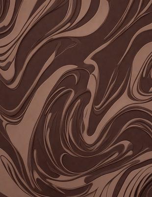 The primary subject of the image is a brown and white patterned wallpaper. The setting is a wall, and the visual style is a close-up of the wallpaper. The colors and mood of the image are predominantly brown and white, creating a warm and earthy atmosphere.