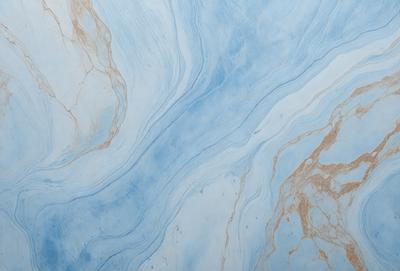 The primary subject of the image is a blue and white marbled tile. The setting is a bathroom, as indicated by the presence of the marbled tile. The visual style is a close-up of the tile, showcasing its intricate design. The dominant colors are blue and white, creating a calm and soothing atmosphere.