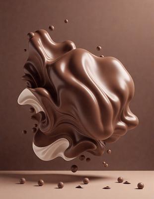 The primary subject of the image is a chocolate-covered apple, which is the main object, scene, or focus of the image. The setting is a brown surface, possibly a table, and the visual style is a close-up of the chocolate-covered apple. The colors and mood of the image are predominantly brown, with the chocolate and apple colors creating a rich and appetizing atmosphere.