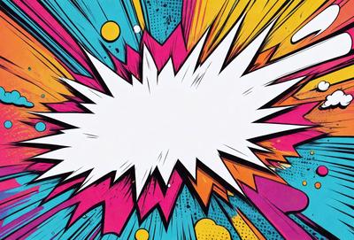 The primary subject of the image is a large, colorful explosion, which is the main focus of the image. The setting is a white background, which provides a clean and uncluttered environment for the explosion. The visual style is digital art, as the explosion is depicted in a vibrant and dynamic manner. The colors and mood of the image are energetic and lively, with the explosion being the center of attention and creating a sense of excitement and movement.