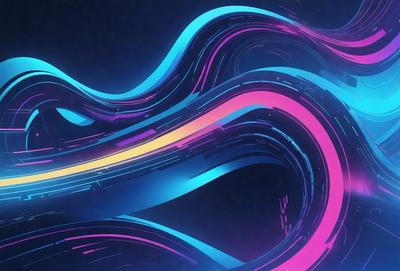 The primary subject of the image is a colorful, abstract design featuring a mix of blue, yellow, and pink colors. The setting is a dark background, which contrasts with the vibrant colors of the design. The visual style appears to be a combination of digital art and illustration, creating a unique and eye-catching pattern. The overall atmosphere is energetic and lively, with the colors and design elements working together to create a captivating and dynamic image.