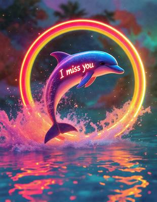 The primary subject of the image is a dolphin, which is the main focus of the scene. The dolphin is flying through the air, surrounded by a colorful and vibrant environment. The setting includes a rainbow, which adds a sense of joy and playfulness to the scene. The visual style of the image is a combination of digital art and illustration, creating a unique and eye-catching representation of the dolphin. The colors and mood of the image are predominantly bright and cheerful, with the dolphin's presence evoking a sense of happiness and freedom.