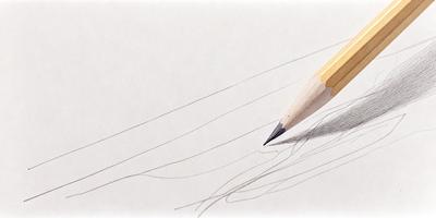 The primary subject of the image is a yellow pencil, which is placed on a piece of paper. The setting is a white background, and the visual style appears to be a drawing or illustration. The colors in the image are predominantly white and yellow, creating a clean and simple atmosphere.